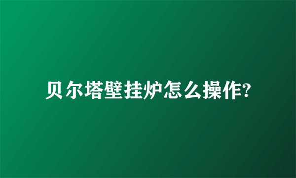 贝尔塔壁挂炉怎么操作?