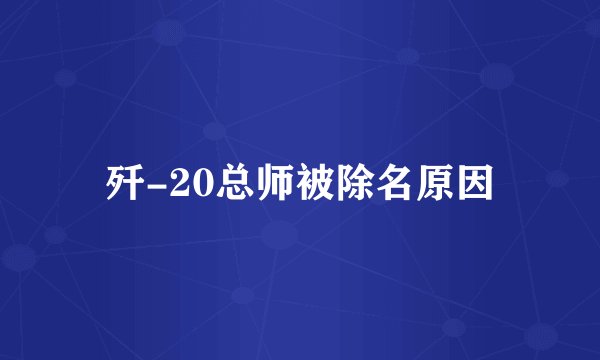 歼-20总师被除名原因