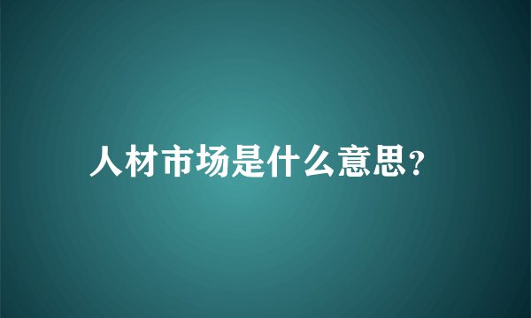 人材市场是什么意思？