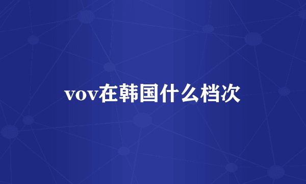 vov在韩国什么档次