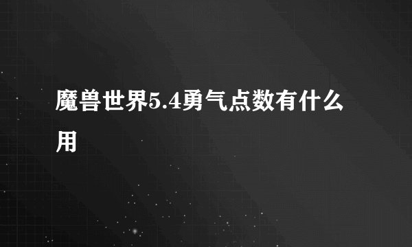 魔兽世界5.4勇气点数有什么用