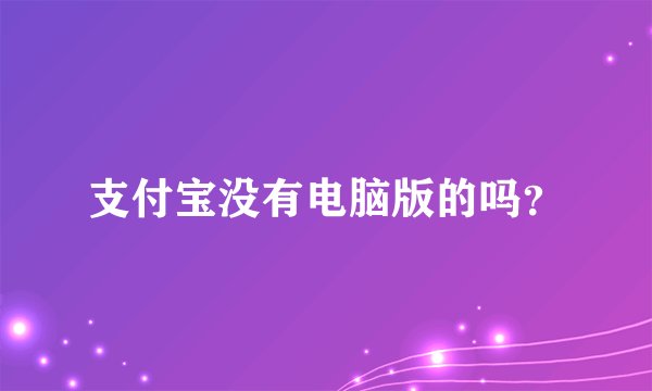 支付宝没有电脑版的吗？