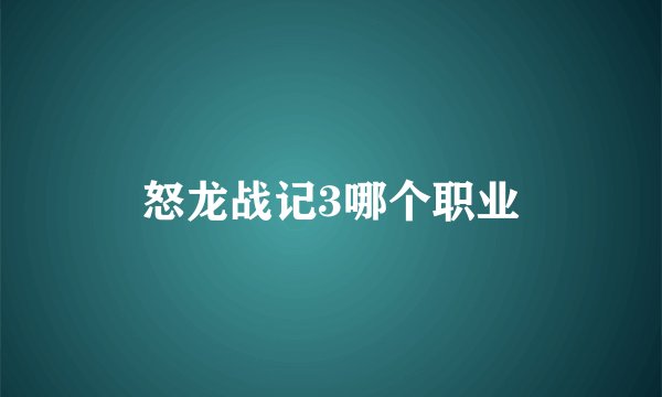怒龙战记3哪个职业