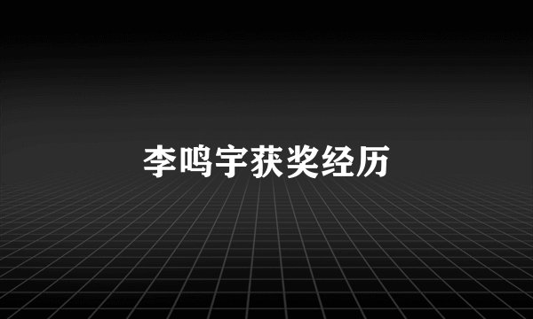李鸣宇获奖经历