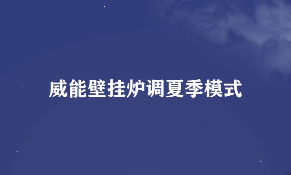 威能壁挂炉调夏季模式