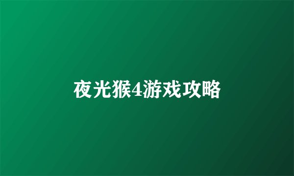夜光猴4游戏攻略