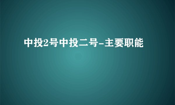 中投2号中投二号-主要职能