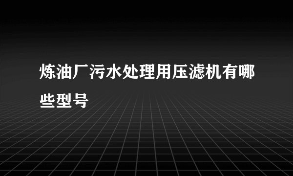 炼油厂污水处理用压滤机有哪些型号