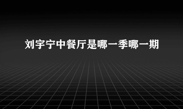 刘宇宁中餐厅是哪一季哪一期
