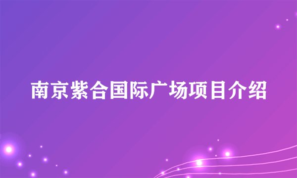 南京紫合国际广场项目介绍