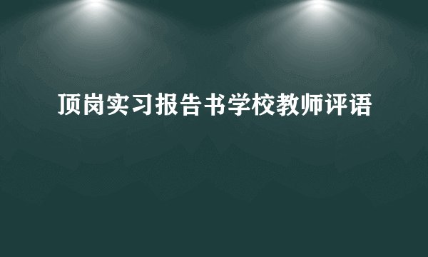 顶岗实习报告书学校教师评语