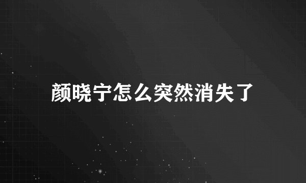 颜晓宁怎么突然消失了