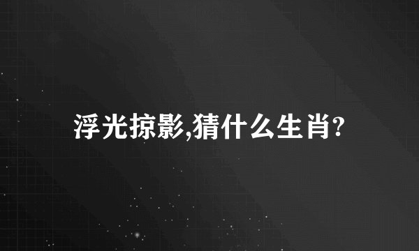 浮光掠影,猜什么生肖?