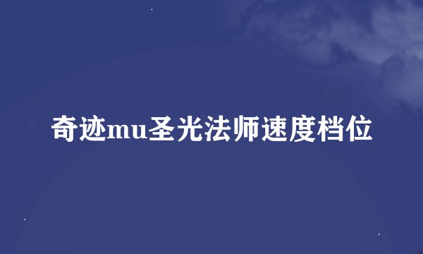 奇迹mu圣光法师速度档位