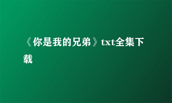 《你是我的兄弟》txt全集下载