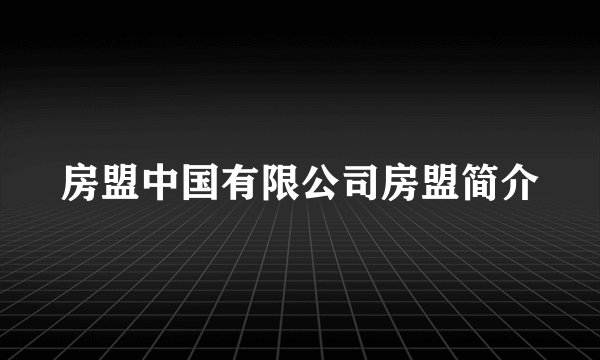 房盟中国有限公司房盟简介