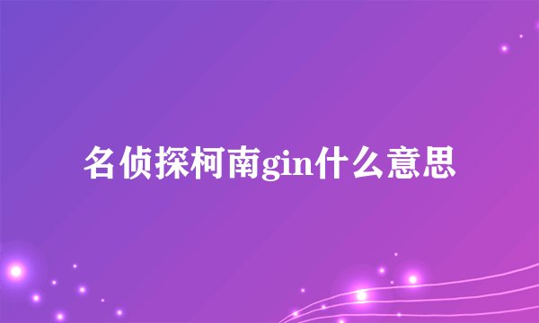 名侦探柯南gin什么意思