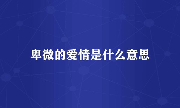 卑微的爱情是什么意思