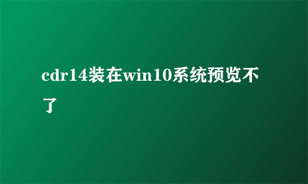 cdr14装在win10系统预览不了