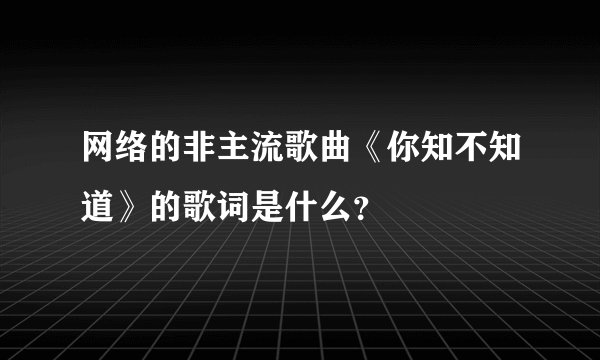 网络的非主流歌曲《你知不知道》的歌词是什么？
