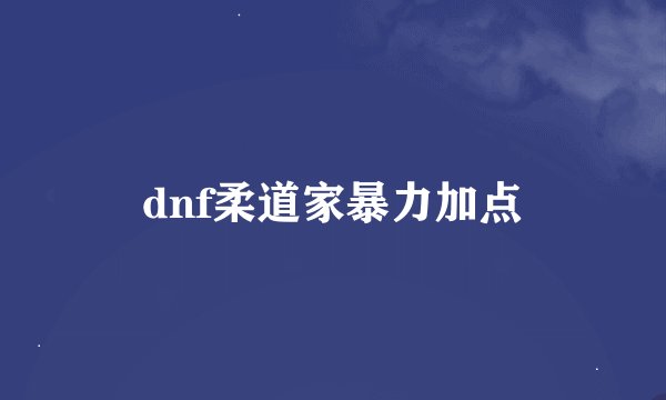 dnf柔道家暴力加点