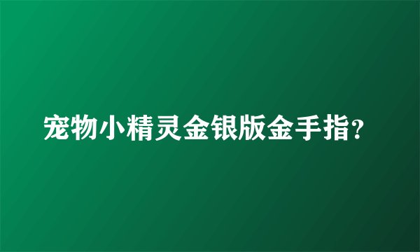 宠物小精灵金银版金手指？