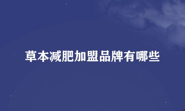 草本减肥加盟品牌有哪些