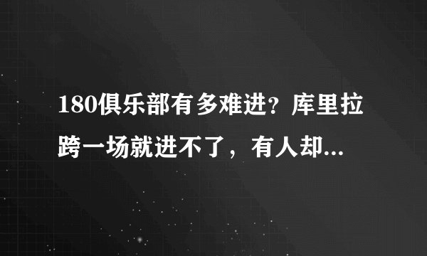 180俱乐部有多难进？库里拉跨一场就进不了，有人却完成4次