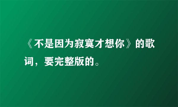 《不是因为寂寞才想你》的歌词,要完整版的。