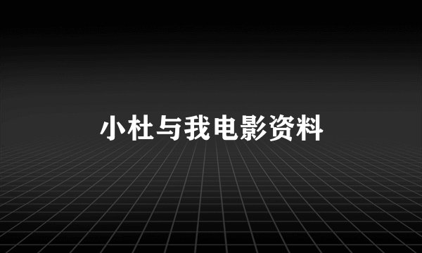 小杜与我电影资料