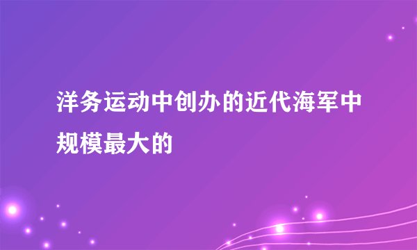 洋务运动中创办的近代海军中规模最大的