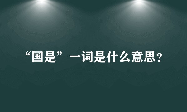 “国是”一词是什么意思？