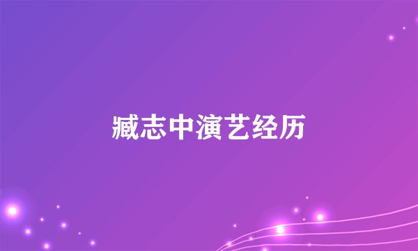 臧志中演艺经历