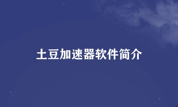 土豆加速器软件简介