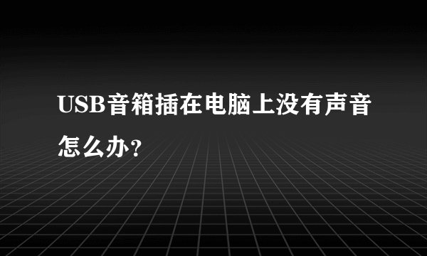 USB音箱插在电脑上没有声音怎么办？
