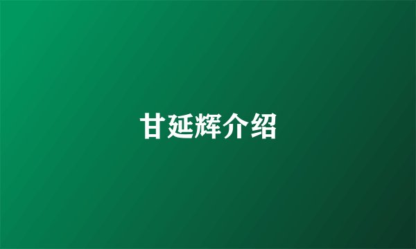 甘延辉介绍