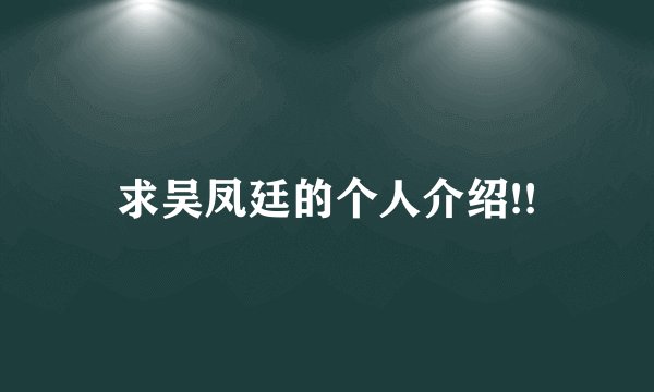 求吴凤廷的个人介绍!!