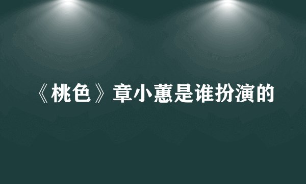 《桃色》章小蕙是谁扮演的