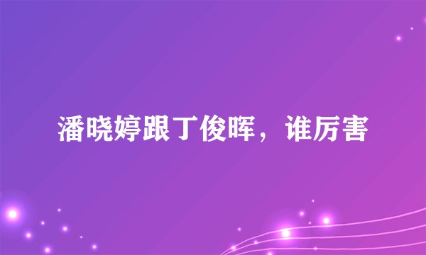 潘晓婷跟丁俊晖，谁厉害