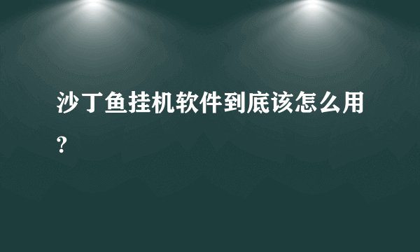 沙丁鱼挂机软件到底该怎么用?