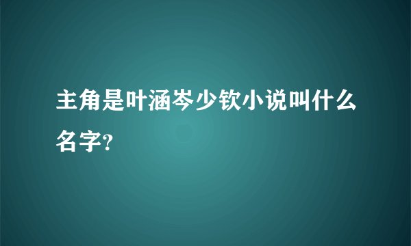 主角是叶涵岑少钦小说叫什么名字？