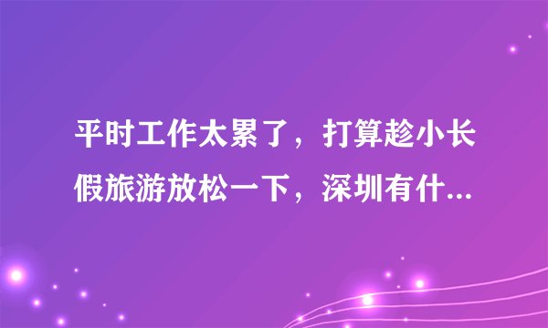 平时工作太累了，打算趁小长假旅游放松一下，深圳有什么比较安静的酒店或者民宿吗？