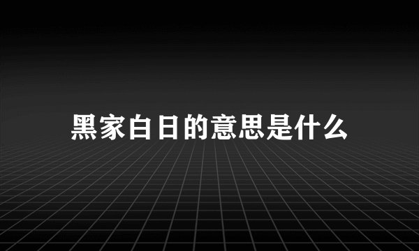 黑家白日的意思是什么