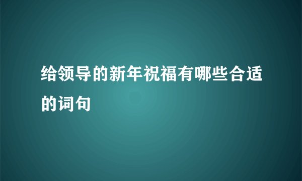 给领导的新年祝福有哪些合适的词句