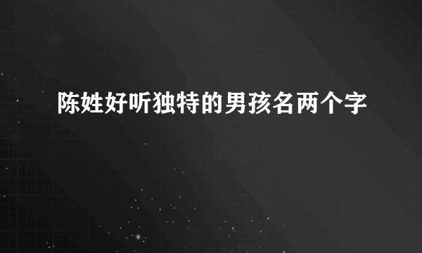 陈姓好听独特的男孩名两个字