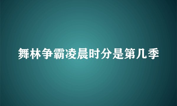 舞林争霸凌晨时分是第几季