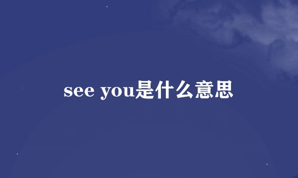 see you是什么意思