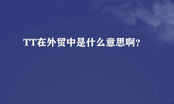 TT在外贸中是什么意思啊？