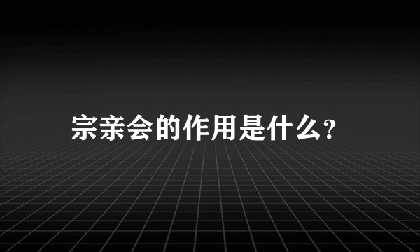 宗亲会的作用是什么？