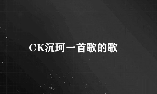 CK沉珂一首歌的歌詞